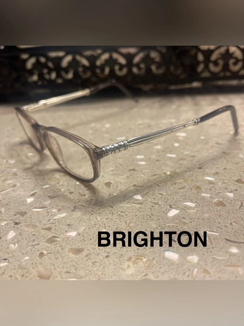 Brighton Silver-Trim Clear Taupe Reading Glasses